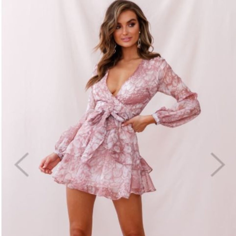 Kerry Layered Balloon Sleeve Dress Nude